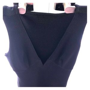 low cut v neck black tight cocktail dress